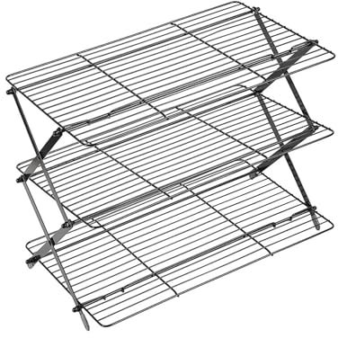 KanaAt Folding 3 Tier Metal Wire Cooling Rack For Baking And Cooking Stacking Cooling Rack For Cookie Bread Cake Baking Supplies