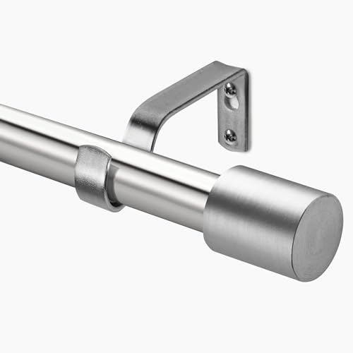 Deconovo 25mm Adjustable Curtain Poles 76-122cm with Brackets and Classic Finials, Metal Extendable Curtain Poles for Door Way, Telescopic Door Curtain Rod, Silver