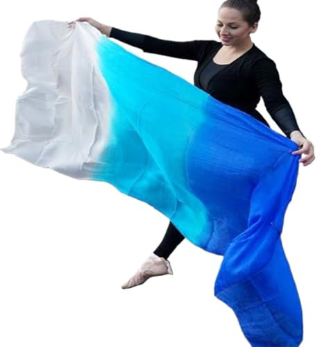 Bauchtanz Schleier Echte Seide Bauchtanz Schleier 1 Pc Bauchtanz Zubehör Bauchtanz Schleier Schal Schal Tanz Praxis Bühne Leistung Schleier. Bauchtanz Schleier Halbrund ( Color : White Turquoise Blue