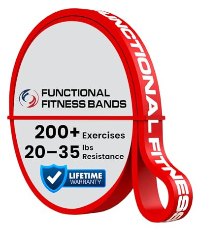 Functional Fitness Bands Klimmzug-Hilfsband – Einzel-Widerstandsband, strapazierfähig, Workout-Übung, Stretch-Fitnessbänder, Hilfsset für Körper, Rot, Widerstandsbereich 4,5–11,3 kg