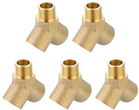 QUARKZMAN Conector en T de Latón para Tubería, 3/8 x 3/8 x 3/8 NPT, Conector en Y de 3 Vías para Transporte de Gas, Juego de 5 Piezas
