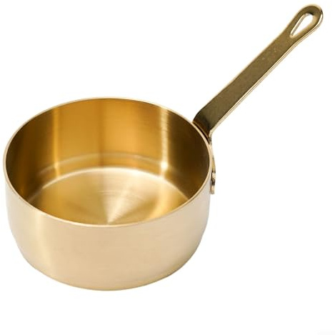 Pot à lait en acier inoxydable avec poignée ergonomique - 60 ml, 80 ml, 100 ml, poêle à induction pour cuisine et restaurant, facile à nettoyer, pour beurre, café, sauce, etc. (doré (100 ml)