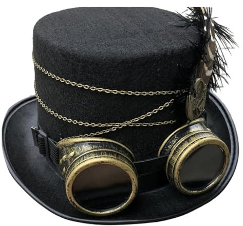 MZRAN Unisex Zylinderhut Steampunk Hut Flacher Hut Gothic Universalgröße Cosplay Party Hut Konzert Tour Dressing Neuheit Kostüm, Schwarz , 2-3