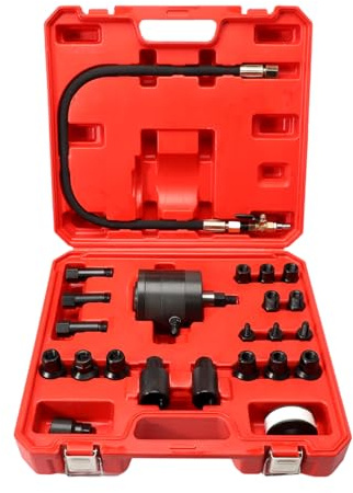 Konuooer 23ps Herramienta vibración Aire para Extractor inyector Diesel inyectores neumáticos para Motores diésel con 19 adaptadores Martillo Extractor Manguera de extensión y Conectores EU US
