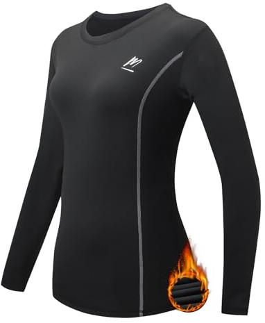 MEETWEE Camiseta Térmica Mujer, Ropa Interior de Compresión Manga Larga Esquí Funcional Thermal Baselayer para Transpirable, cálida y de Secado rápido