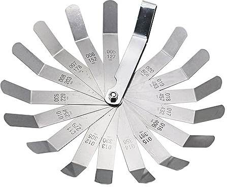 Spessimetro a Lamelle, Spessimetro Metrico 0,127-0,508 mm 0,005-0,020 pollici Spessimetro valvola offset Alta resistenza 16 Lame Facile da usare Durevole Per misurare larghezza/spessore