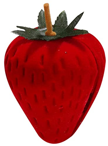 DEARMAMY Portagioie a Fragola Rosso Portatile per Collana e Dito | Custodia Gioielli Raffinata, Stile Festivo, per Donne e Ragazze, per Compleanno e Nozze