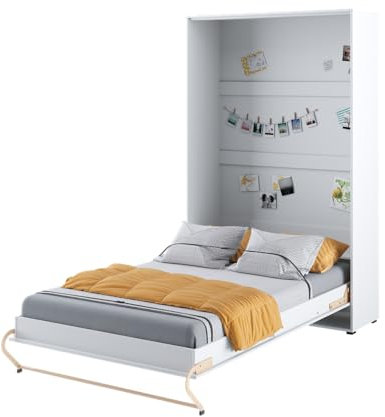Friderik Concept PRO 1 CP-02 Wandklappbett Vertikal Schrankbett mit LED und Presto-Matratze, 120x200 cm (Weiß)