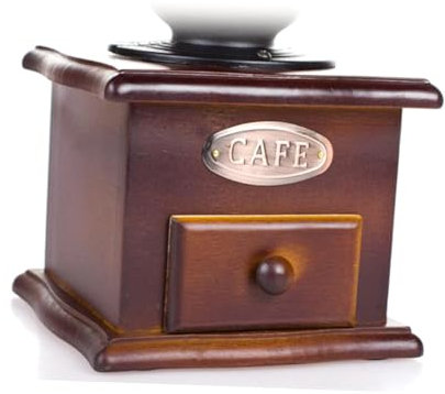 GRIRIW Manuelle Kaffeemühle Holz Vintage Kaffeebohnen Mühle Handkurbel Mahlwerk für Zuhause Küchenutensil