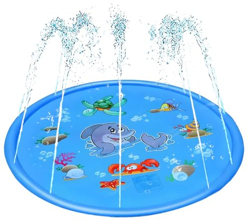 Splash Pad,Doyomtoy Sprinkler Play Matte Sprinkler Wasser Spielmatte Sommer Wasser Spielzeug Sprinklerpool für Kinder, Haustiere,Sommerspielzeug-Spielmatte im Freien