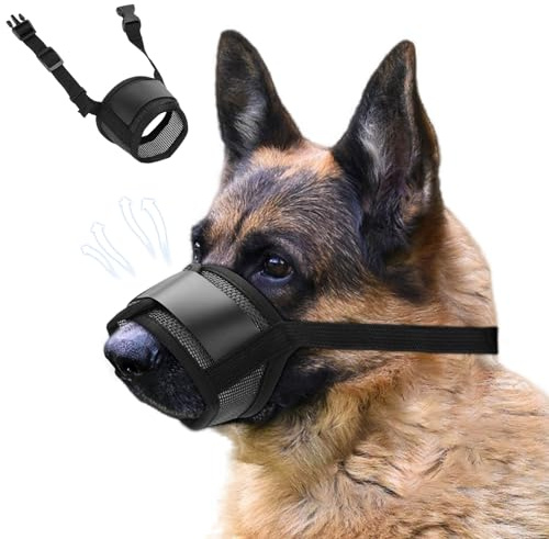 Museliere pour Chien, Ajustable pour Muselière Chien, Anti-aboiement et Mastication, Muselière en Maille à Air Doux pour l'entraînement au toilettage (M)