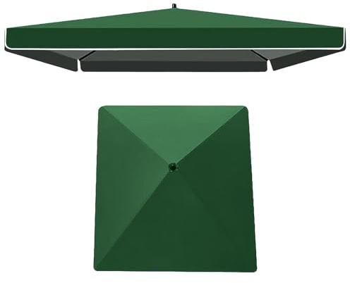 Ombrellone da tavolo per esterni, copertura di ricambio verde, 3 x 3 m, copertura durevole impermeabile per mobili da giardino