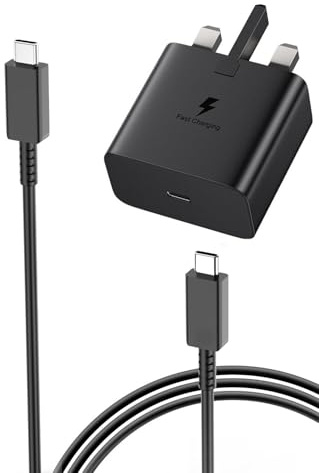 25W Samung Super Fast Charger,USB C Plug and USB C to C Cable 2M Compatible With Samsung Galaxy S24/S23/S23 Ultra/S22/S22 Ultra/S21/S21 Ultra/S20/A34/A33/A73/A72/A71/A52,USB Type C Plug UK Wall