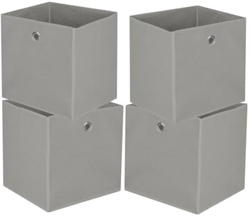 Generisch 4er Faltboxen – Aufbewahrungsboxen aus Stoff mit Griffloch – Faltbare Würfelboxen für Kallax Regal, Raumteiler, Kinderzimmer & Büro (Lichtgrau, 32x32x32 cm)