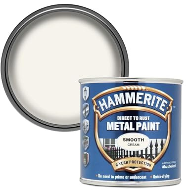 HOCHSTE® Hammerite Metal Paint Smooth Cream, Long-Lasting Protection, DIY Enthusiasts, Homeowners, Gates, Railings, Indoor & Outdoor Use, Fast-Drying, Easy-To-Apply, 250ml