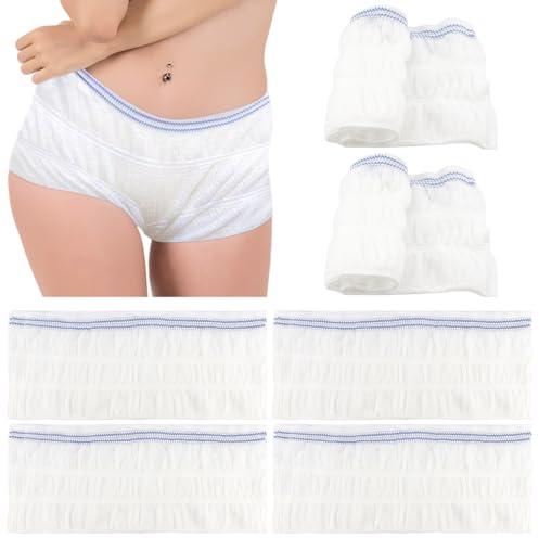 Qerutk 6Pcs Net Pants for Incontinence Pads, Women's Net Knickers High Density Mesh Disposable Pants, Incontinence Stretch Net Pads, for Daily Use, Travel, Pregnant Women (White, L