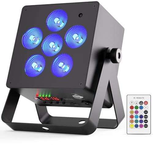50 W RGBWA+UV 6-in-1 LED Par Akku wiederaufladbarem 5200 mAh Bühnenlicht gesteuert Fernbedienung/APP/DMX512/Master-Slave/Auto/Sound-aktivierte Modi, Baumlicht für DJ Disko party Hochzeit