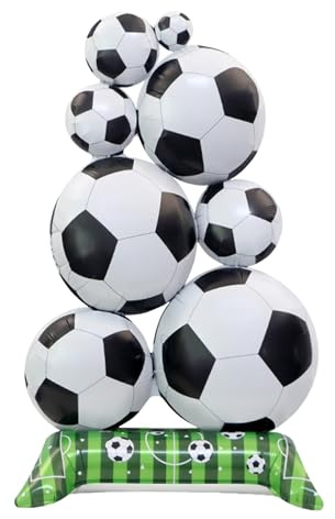 Mavouri Fußball Luftballon Stehend, XXL Luftballon Fussball Deko Geburtstag Kinder, Fußball Deko Geburtstag Folienballon Stehend, Luftballons Fussball für Sportveranstaltungen, Weltmeisterschaft 2026