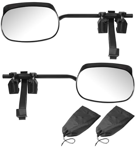 UNLRAE Mirror Extenders for Towing,Car Accessories Towing Mirror Extensions,Universal Adjustable Convex Clip-On Side Mirrors Extensions with RainGuard,Suitable for Most Trailers,Trucks,Cars,RVs