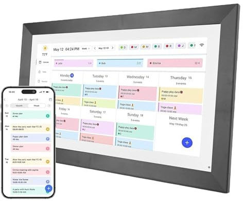 Fockety Digitaler Kalender mit Chore -Chart- und Mahlzeitplaner, 15,6 -Zoll -Smart Electronic Calender, Wand- und Schreibtischmontierbares Interaktives Display für Familienpläne (EU)