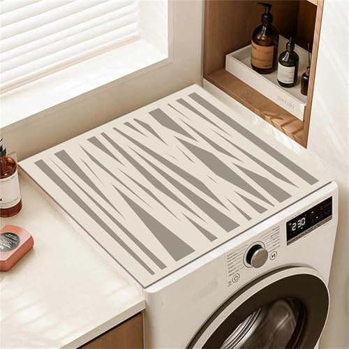 Highdi Rayures Simples Housse de Protection pour Machine à Laver Top,Coussin de Machine à Laver Antidérapant Housse de Machine à Laver pour Machine à Laver Ou Sèche-Linge (Beige,30x40cm)