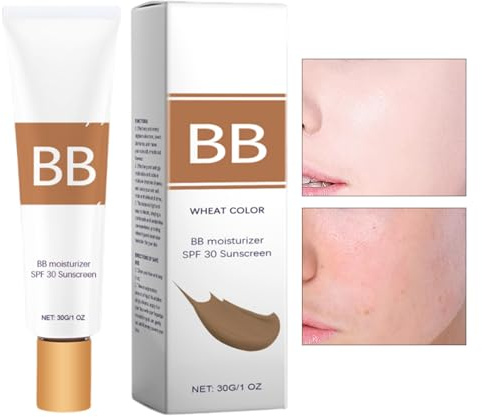 Crema BB con protección solar - Crema hidratante con color BB Cream con amplio espectro SPF 30 | Base de maquillaje ligera con color, cobertura total de 30 g para una piel brillante | Color Natural Ma