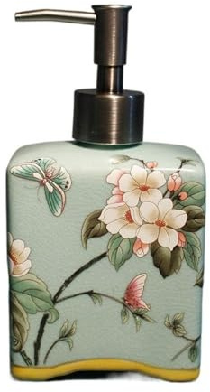 Ceramic Soap Dispenser, Vintage Soap Dispenser Hand Soap Pump Bottles,for Kitchen, Bathroom(Green)