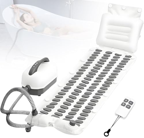 Wellenmatte für die Badewanne,tragbarer Spa-Sprudelbad-Massagegerät,Badewannen-Spa-Massagematte,6-stufiger Sprudel, Fernbedienung und rutschfeste Saugnäpfe für Entspannung zu Hause Extended124cm