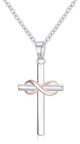 Cheria Cross Necklace for Women,925 Sterling Silver Necklace with Cubic Zirconia,Classic Cross Necklace Christmas & Birthday Gift for Women