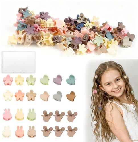 TEOZBLU 50 PCS Haarklammer Klein, Mini Haarklammern, 1cm Matte Mini-Haarklammern für Damen und Mädchen, Winzige Kralle, Süße kleine Krallenklammern für dünnes Haar, Rutschfeste Haargreifer Kleine