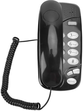 Cuifati Téléphone Fixe Filaire, Téléphone Mural à Grosses Touches avec Réglages Audio Personnalisables, Rappel du Dernier Numéro, 3 Sonneries au Choix, pour la Maison et Le Bureau (Black)