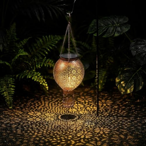 Misflam Waterptoof Solar Lanterns Outdoor Garden Decoration Battery Candle Led Mother's Day Gift Birthday Lawn Yard Patio Pathway, Hot Air Balloon