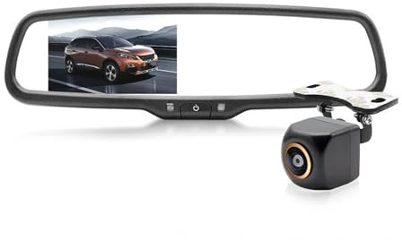 AHD-Auto-Rückspiegel Mit Monitor, 1000 Cd, 4,3 Zoll, Spezielle Originalhalterung, Unterstützt 2 1080P-Kameras Rückfahrkamera Auto(Add Trajectory Cam)