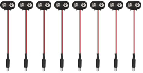 QUARKZMAN 8Pcs Connettore Cavo Maschio T Type 9 Volt A DC5521 Nero E Rosso