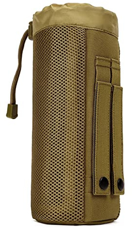 HUNTVP Táctical Soporte/Portador de Botella de Agua al Aire Libre Portabotella Estilo Militar Ejércita Bolsa Impermeable para Correr, Senderismo,Ciclismo,1000ml Marrón
