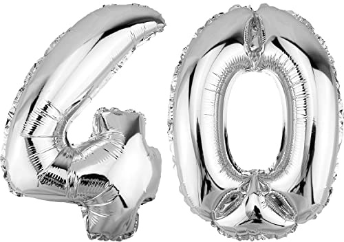 Foil - Globo número 40 plata 40 cm de altura para aire número de cumpleaños DekoRex®