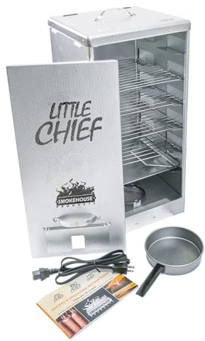 Smokehouse Little Chief Front Load Smoker, Low to Mid Temperature Smoker for Fish, Jerky, Cheese, Sausage & Other meats, Smoke Up to 25 Pounds of Meat & Fish