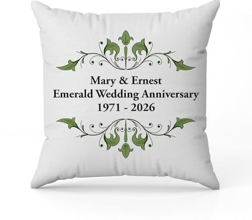 The Gift Experience Personalised Emerald Anniversary Pillow Cushion With Insert, Home Decor, Personalised Gift, Home Gifts