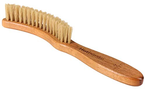 LIERYS Hutbürste zur Reinigung von Filzhüten - Bürste aus Holz - kleine Reinigungsbürste mit Schweineborsten - ergonomisch gebogener Griff - Trockenreinigung für den Hut Natur