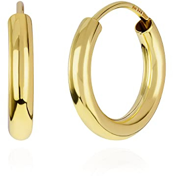 NKlaus Creolen 333 Gelbgold 8 Karat, flexibler Verschluss, 15mm, 2 Stück | Unisex; Stärke: 2,5mm