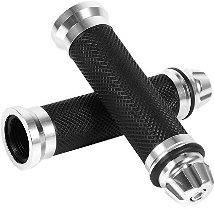 VGEBY 1 Paar Lenkergriffe, 22 mm, rutschfest, aus Gummi, Aluminium, für Motorrad, Fahrrad (Farbe: Silber)
