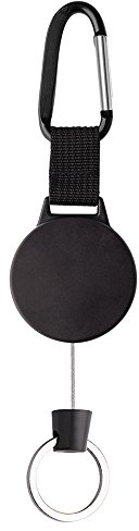 Kuuqa Schlüsselanhänger Ausziehbar Heavy Duty Retractable Schlüsselrolle Schlüsselkette Ausweis JoJo mit 100cm Stahldrahtseil, Schwarz