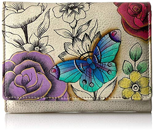 Anna by Anuschka Damen Women's Hand-Painted Leather Ladies Three Fold Wallet-Floral Paradise Geldbörse dreifach gefaltet
