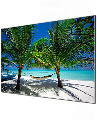 banjado Glas Magnettafel (90 x 60cm) - Magnetwand Glas - Magnetpinnwand als Memoboard - Pinnwand Magnettafel Küche, Büro, Kinderzimmer - Strand