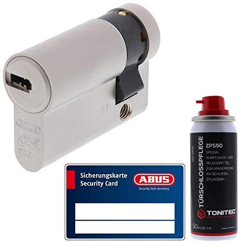 ToniTec Set aus ABUS Schließzylinder Türzylinder als Halbzylinder EC660 GS gleichschließend inkl. 3 Schlüssel je Bestellung mit Sicherungskarte Größe 10 30mm + ToniTec Pflegespray