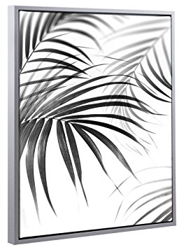 Bildershop-24 Schattenfugenrahmen Set Lemgo Alu geschliffen (Dekor) mit Keilrahmen Leinwand Bild Druck Motiv: Palmenblätter 50x70cm