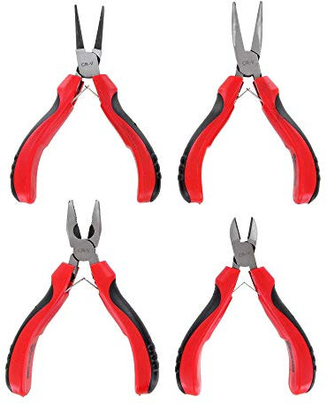 4 Mini Zangen Set Präzisionszangen Zangensatz Kombizange Seitenschneider Nadelzange Radiozange gebogen Bastel Werkzeug Set