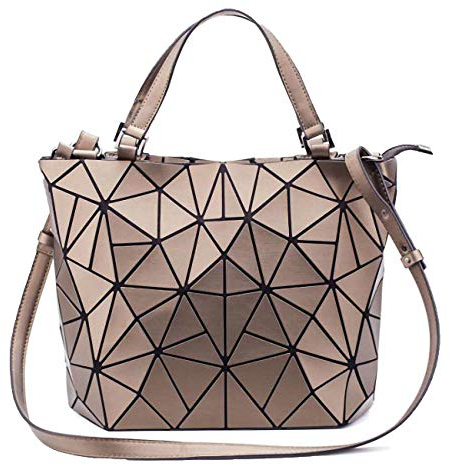 Ulalaza Géométrique treillis lumineux sac à main chaîne bandoulière pochette sacs fourre-tout sacs à main sacs à main holographique pour les femmes