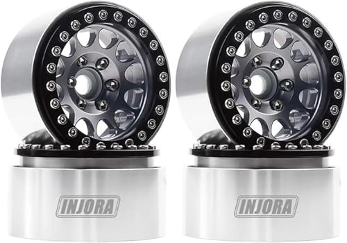 INJORA 1.9 Aluminum Beadlock Wheel Rim for 1/10 RC Crawler, Black & Gray