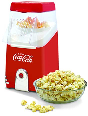 SALCO Coca-Cola SNP-10CC Popcornmaschine, Popcorn Maker für Zuhause, leistungsstark OHNE ÖL, fettfreie schnelle Zubereitung mit Heißluft